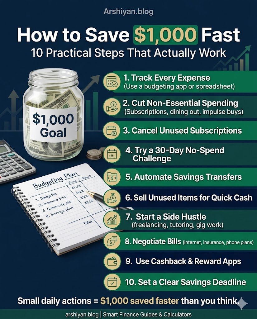 How to Save $1,000 Fast: 10 Steps That Actually Work