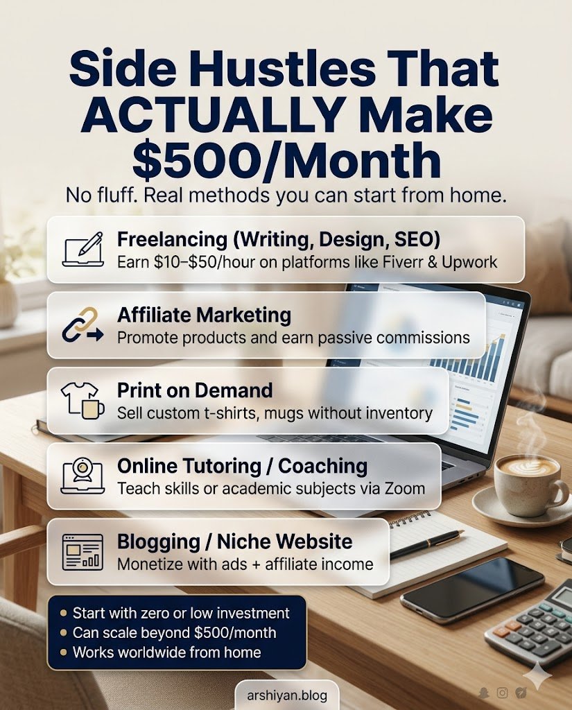 Side Hustle Ideas That Actually Make $500 a Month From Home